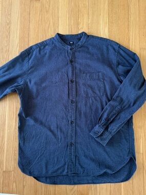 Uniqlo Men’s Blue Long Sleeve Button Front Casual Shirt Size L Cotton